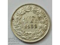 1/2 Franc Silver Switzerland 1952 B - Silver Coin #121