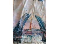 Fine double-faced cashmere and wool print scarf from Saint Petersburg, Russia