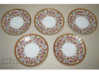 Lot set of 5 tea saucers 15 cm with lavish decoration excellent