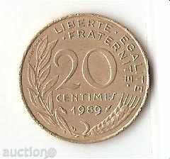 20 centime 1989 Franța
