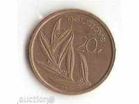 +Белгия  20  франка  1980 г.  френска  легенда
