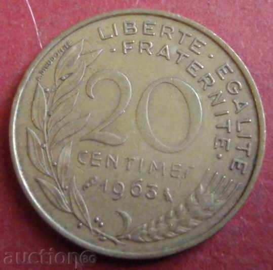 Франция-20 сантима-1963г.