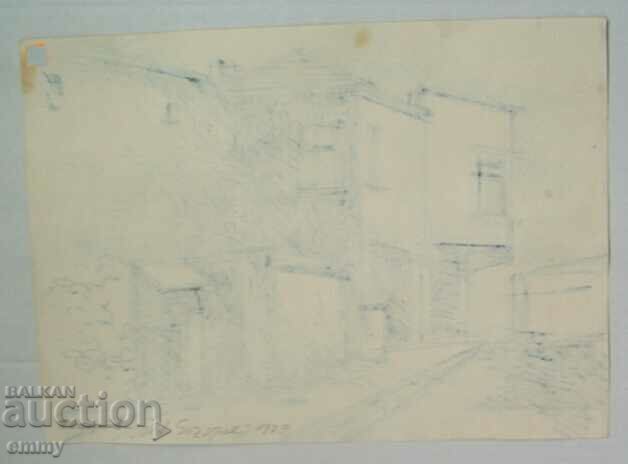 Old drawing 1979 - Sozopol, artist P. Katerinov with price 15.00 BGN | € 7.67 Old drawing 1979 - Sozopol, artist P. Katerinov with price 15.00 BGN | € 7.67