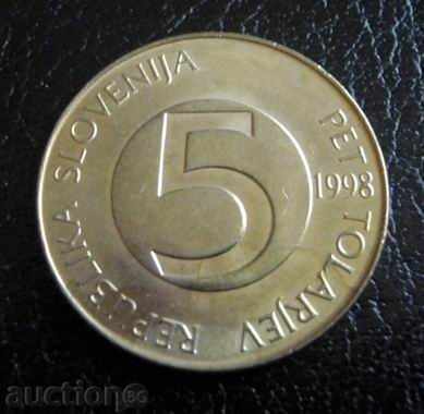 СЛОВЕНИЯ - 5 толара - 1998 г.