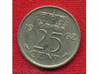 Holland 1962 - 25 cents / CENT Netherlands / C 435
