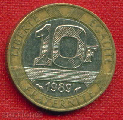 France 1989 - 10 francs / FRANCS France NUDE Bimetal / C956 with price 4.00 BGN | € 2.05