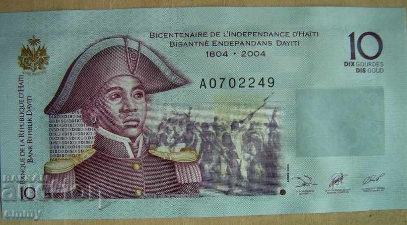Banknote 10 gourdes, Haiti 2004