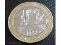 ФРАНЦИЯ-10 франка-1988г.