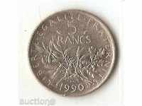 5 franci Franța 1990 circulație redusă
