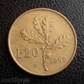 Италия 20  лири 1959