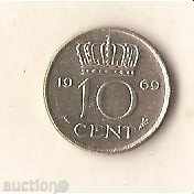 Netherlands 10 cents 1969 privy mark fish