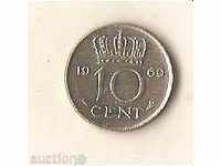 Netherlands 10 cents 1969 privy mark fish