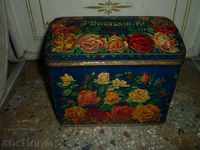 Παλαιά ρωσικά μεταλλικό κουτί κουτί τσαγιού