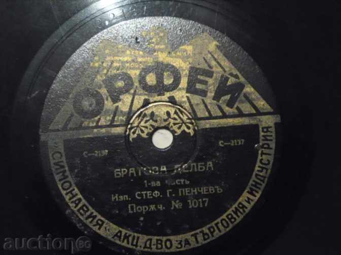 Плоча за патифон + прослушване на част от записа с цена € 4.86 | 9.51 лв.