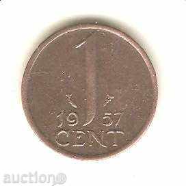 + 1 cent Olanda 1957