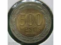 ЧИЛИ-500 песос 2001г.- БИМЕТАЛ-ЮБИЛЕЙНА