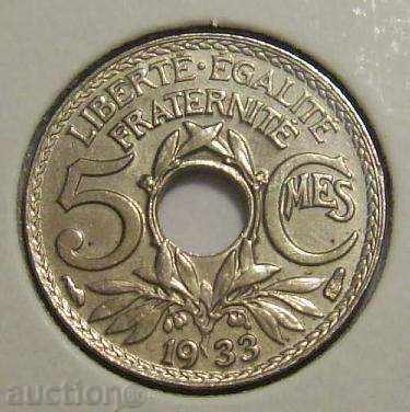 Franța 5 tsentimes 1933 EF / AU