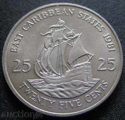 EASTERN CARIBBEAN TERRITORIES - 25 cents 1981