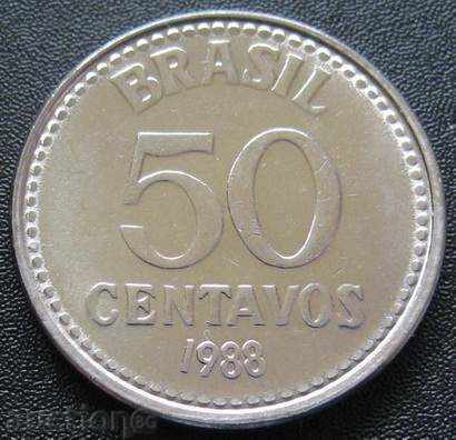 БРАЗИЛИЯ - 50 центавос 1988 г.