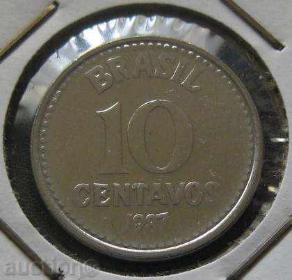 БРАЗИЛИЯ - 10 центавос 1987 г.