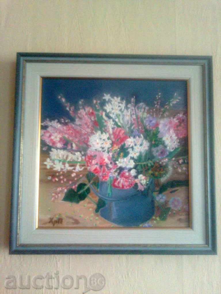 Εικόνα - μπουκέτο λουλούδια - λάδι σε καμβά - Hrisca Panteva