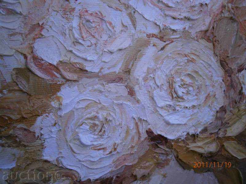 Picture - Vase with roses - oil on canvas - Petya Toneva with price 300.00 BGN | € 153.39