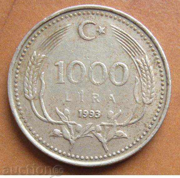 Turkey 1000 pounds 1993