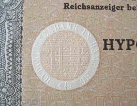 Licitație (¯`'•.¸GERMANIA Obligațiune bancară-ipotecă 200 mărci 1940 UNC¸.•'´¯)