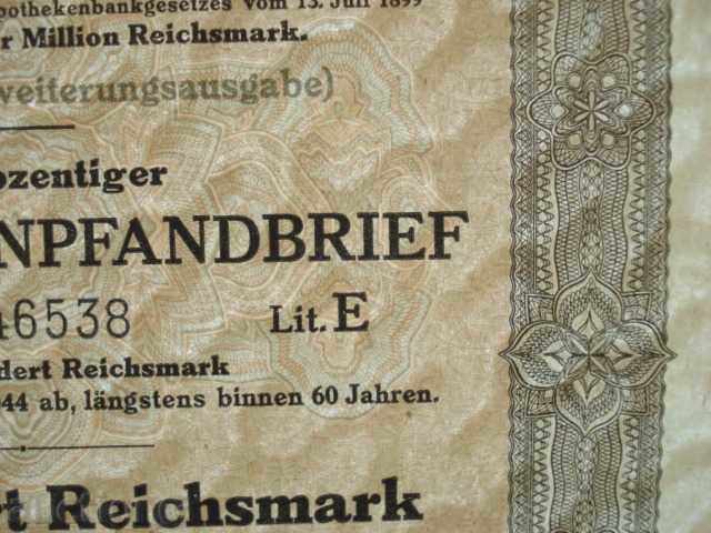 Livrarea (¯`'•.¸GERMANIA Obligațiune bancară-ipotecă 200 mărci 1940 UNC¸.•'´¯)