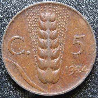 ITALY -5 centsecimi 1924г.
