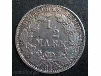 GERMANY -1/2 mark 1915 - silver