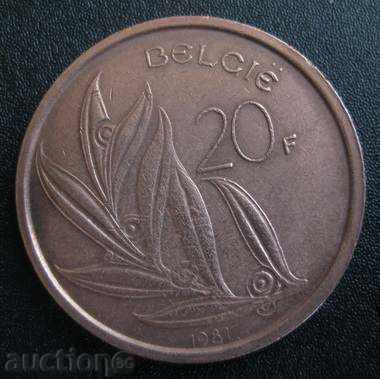 БЕЛГИЯ-20 франка 1981г.