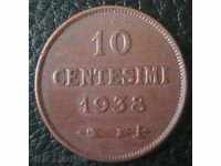 10 центисими 1938, Сан Марино