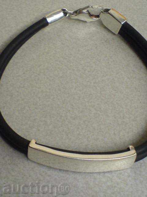 Silver bracelet with silicone with price 45.00 BGN | € 23.01 Silver bracelet with silicone with price 45.00 BGN | € 23.01