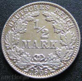 GERMANY - 1/2 mark 1906-silver