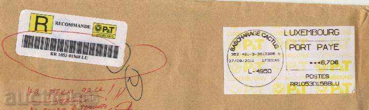 Traveled envelope 2011 from Luxembourg with price 1.00 BGN | € 0.51