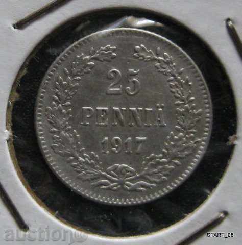 ΦΙΝΛΑΝΔΙΑ - 25 Πέννες 1917. -Silver