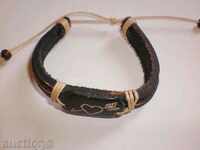 Bracelet-combination of kitten bone and buffalo-2 leather