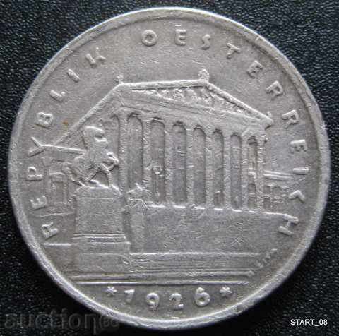 AUSTRIA - 1 Shilling - 1926. - argintiu