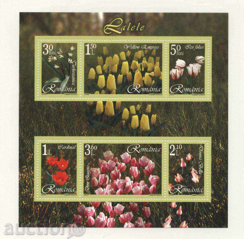 Чисти марки в малък лист  Цветя Лалета 2006 Румъния