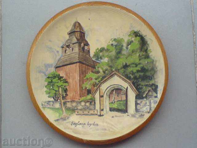 Дървена чинийка за стена - рисувана