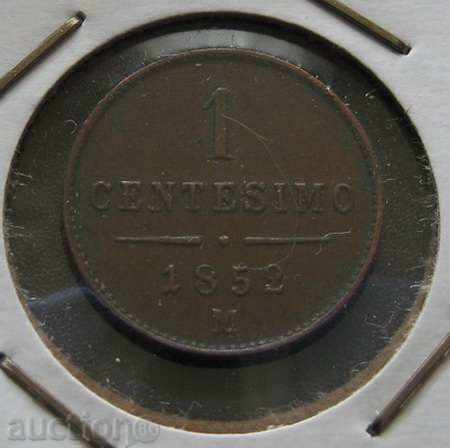 Италия 1 чентесимо  1852г.