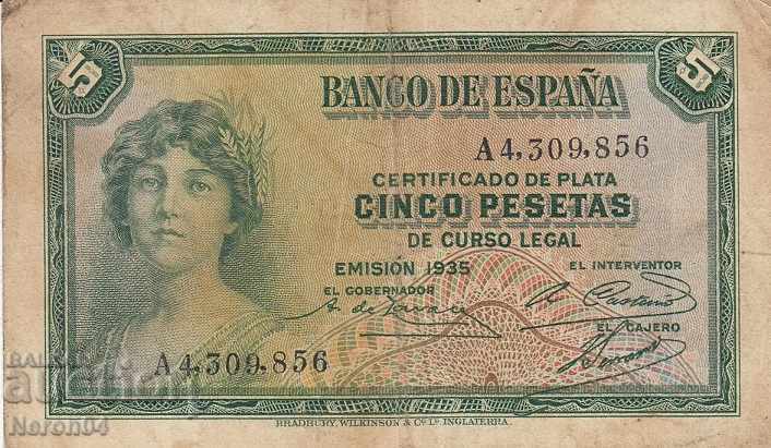 5 pesetas 1935 Spania