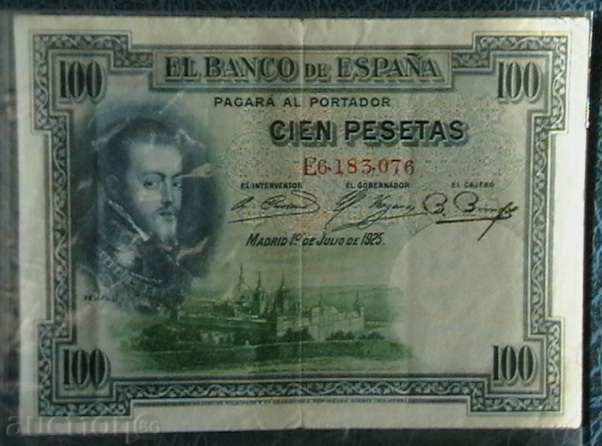 100 песети 1925, Испания