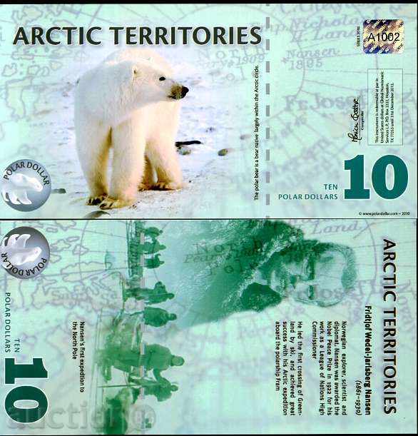 +++ teritoriul arctic 10 DOLARI 2010 POLIMER UNC +++
