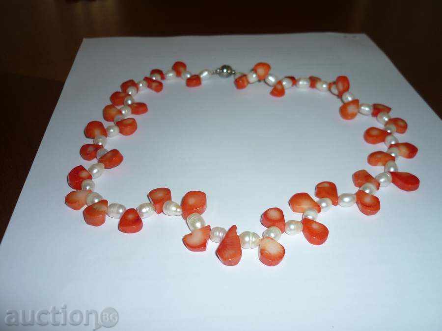 Garnet of natural red coral and white pearl-1 with price 46.00 BGN | € 23.52