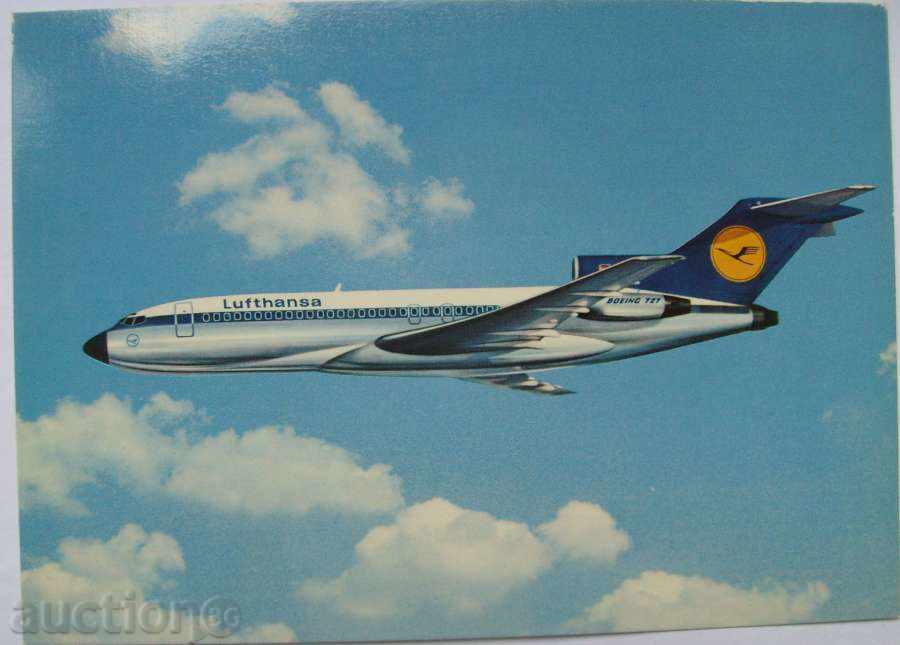 картичка - Lufthansa / Boeing 727 -  1977 г.  - Нова