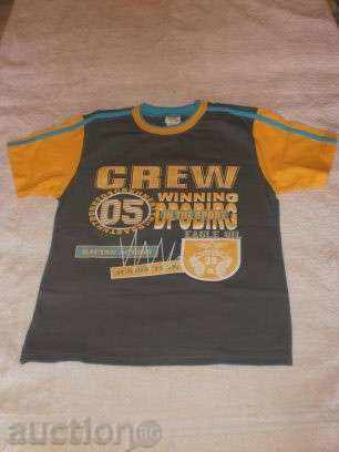 Тениска в сиво,жълто  и тюркоаз-нова,размер 128,116 и 140