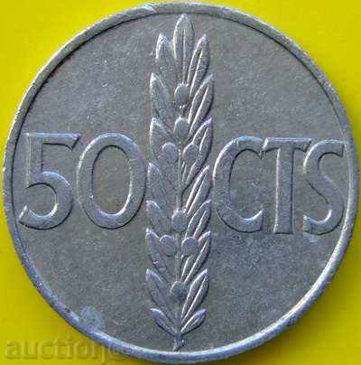 Spania 50 centavos 1968