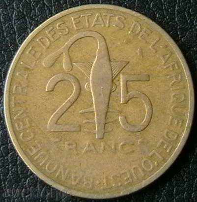 25 φράγκα το 1970 Κρατών της Δυτικής Αφρικής